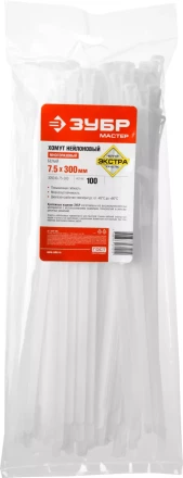 Хомуты нейлоновые ЗУБР &quot;МАСТЕР&quot; многоразовые, 7,5 мм x 300 мм, 100 шт 309240-75-300 купить в Ханты-Мансийске