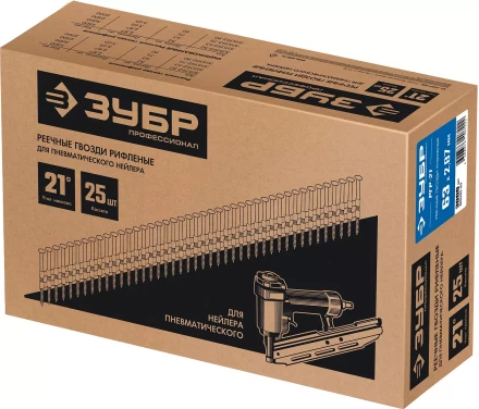 ЗУБР SN21 63 х 2.87 мм, реечные гвозди рифленые, 3000 шт (305392-63) купить в Ханты-Мансийске