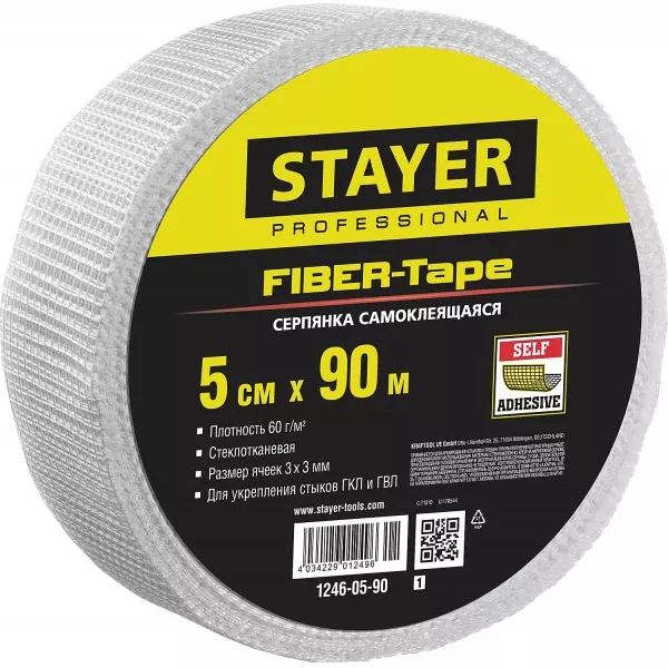 Серпянка самоклеящаяся FIBER-Tape, 5 см х 90м, STAYER Professional 1246-05-90 1246-05-90_z01 купить в Ханты-Мансийске
