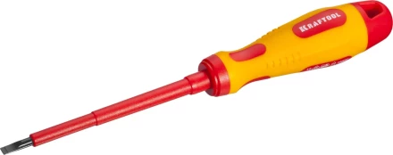 Отвертка KRAFTOOL, высоковольтная, Cr-Mo-V стержень, двухкомпонент. маслобензостойкая рукоятка, SL, 4,0х100мм 250083-4.0-100 купить в Ханты-Мансийске