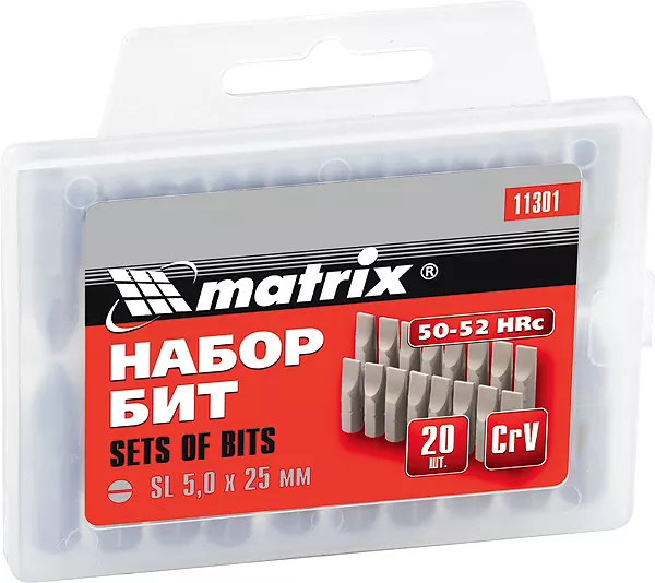 Набор бит Ph1 x 25 мм, сталь 45Х, 20 шт., в пласт. боксе  MATRIX 11350 купить в Ханты-Мансийске