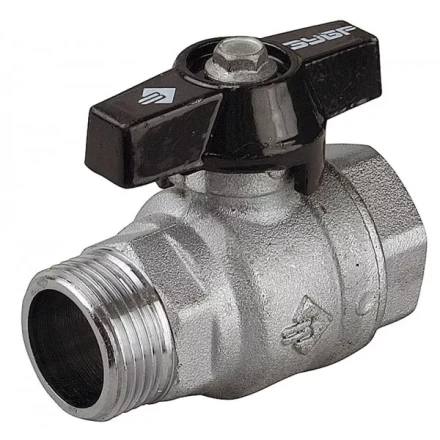 Кран шаровой ЗУБР полнопроходной &quot;мама-папа&quot;, бабочка, хромиров латунь, 3/4&quot; 4-51324-C-3/4 купить в Ханты-Мансийске