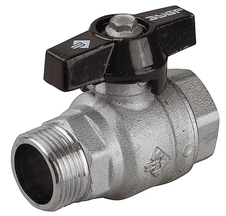 Кран шаровой ЗУБР полнопроходной &quot;мама-папа&quot;, бабочка, хромиров латунь, 3/4&quot; 4-51324-C-3/4 купить в Ханты-Мансийске