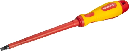 Отвертка KRAFTOOL, высоковольтная, Cr-Mo-V стержень, двухкомпонент. маслобензостойкая рукоятка, SL, 6,5х150мм 250083-6.5-150 купить в Ханты-Мансийске