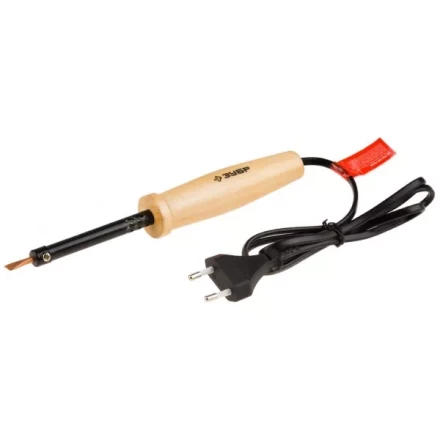 Электропаяльник ЗУБР &quot;МАСТЕР&quot; с деревянной рукояткой и долговечным жалом, форма клин, 25Вт 55405-25_z01 купить в Ханты-Мансийске