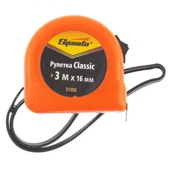Рулетка Classic, 3 м х 16 мм, пластиковый корпус  SPARTA 31302 купить в Ханты-Мансийске