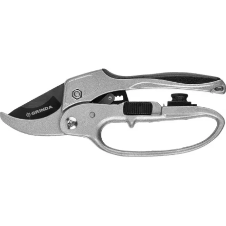 Секатор GRINDA алюминиевые ручки, храповый механизм, с эфесом, округлые лезвия, 200мм 8-423034 купить в Ханты-Мансийске