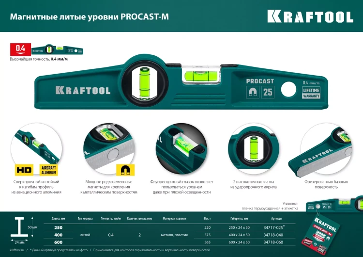 Литой магнитный уровень 34718-040 купить в Ханты-Мансийске