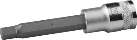 Торцовая бита-головка KRAFTOOL &quot;INDUSTRIE QUALITAT&quot;, удлиненная, материал S2, HEX, сатинированная, 1/2&quot;, H8 27909-08_z01 купить в Ханты-Мансийске