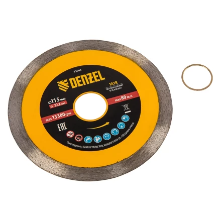 Диск алмазный отрезной 115 х 22,2 мм, сплошной, супертонкий, горячий пресс, мокрое резание// Denzel 73043 купить в Ханты-Мансийске