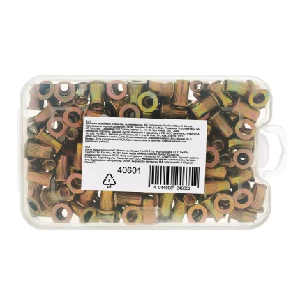 Заклепки резьбовые, стальные, оцинкованные, М4, пластиковый кейс, 140 шт. Denzel 40601 купить в Ханты-Мансийске