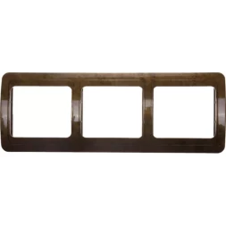 Панель СВЕТОЗАР "ГАММА" накладная, горизонтальная, цвет орех, 3 гнезда SV-54148-N