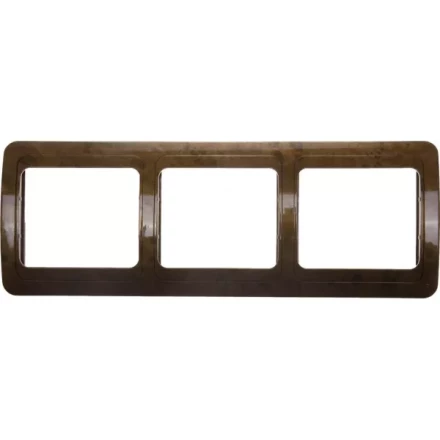 Панель СВЕТОЗАР &quot;ГАММА&quot; накладная, горизонтальная, цвет орех, 3 гнезда SV-54148-N купить в Ханты-Мансийске