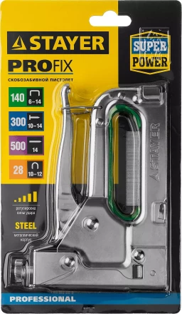 Степлер &quot;Max 140&quot; с регулировкой силы удара, металл корпус 4-в-1: тип 140 (6-14 мм) / 28 (9-11 мм) / 300 (10-14 мм) / 500 (14 мм), STAYER 31508_z02 купить в Ханты-Мансийске