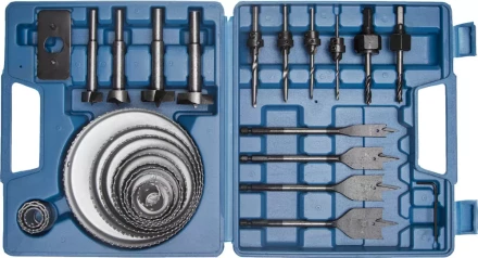 Набор ЗУБР &quot;ЭКСПЕРТ&quot; Коронки по дереву 19-127мм, державка 19-30мм, державка с опорн. осн., ключ имбус., сверла, 28 пред 29555-H28 купить в Ханты-Мансийске