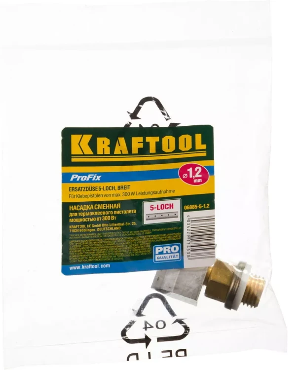 Насадка сменная KRAFTOOL "PRO" для клеевых (термоклеящих) пистолетов, широк насадка для коробок, 5 отверстий d=1,2мм, адаптер 06885-5-1.2 купить в Ханты-Мансийске