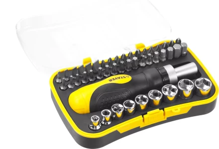 Набор STAYER "MASTER" "HERCULES": Отвертки, реверс отвертка, биты 35шт, адаптер для торц голов, торц голов 9шт, 46 предм 25084-H46 купить в Ханты-Мансийске