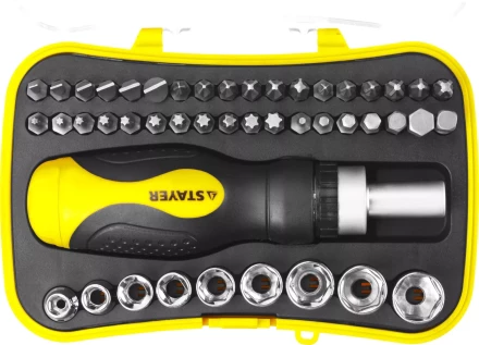 Набор STAYER "MASTER" "HERCULES": Отвертки, реверс отвертка, биты 35шт, адаптер для торц голов, торц голов 9шт, 46 предм 25084-H46 купить в Ханты-Мансийске