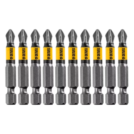 Бита PZ2х50, сталь легированная S2, 10 шт., круглый профиль, отрывная упаковка, Е 6,3 Denzel 11680 купить в Ханты-Мансийске