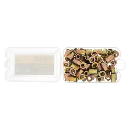 Заклепки резьбовые, стальные, оцинкованные, М6, пластиковый кейс, 70 шт. Denzel 40603 купить в Ханты-Мансийске