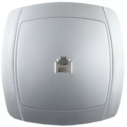 Розетка СВЕТОЗАР "АКЦЕНТ" телефонная одинарная в сборе, цвет серебристый металлик SV-54217-SM купить в Ханты-Мансийске