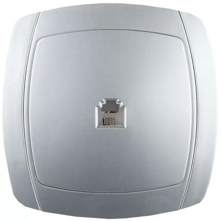 Розетка СВЕТОЗАР "АКЦЕНТ" телефонная одинарная в сборе, цвет серебристый металлик SV-54217-SM купить в Ханты-Мансийске