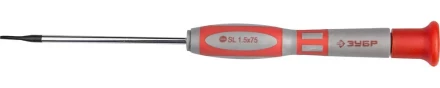 Отвертка ЗУБР &quot;МАСТЕР&quot; для точных работ, Cr-V, SL 1,5x75мм 25631-1.5-075 купить в Ханты-Мансийске