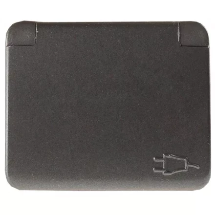 Розетка СВЕТОЗАР "ГАММА" с заземлением, одинарная с крышкой, без вставки и рамки, цвет темно-серый металлик, 16А/~250В SV-54110-DM купить в Ханты-Мансийске