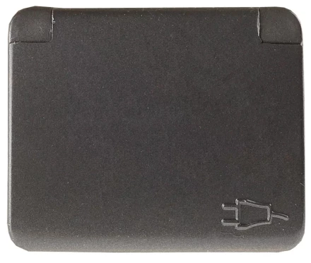 Розетка СВЕТОЗАР "ГАММА" с заземлением, одинарная с крышкой, без вставки и рамки, цвет темно-серый металлик, 16А/~250В SV-54110-DM купить в Ханты-Мансийске