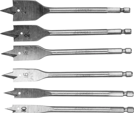 Набор перовых сверл по дереву, 6шт( d=10-25), STAYER 2950-H6 2950-H6 купить в Ханты-Мансийске