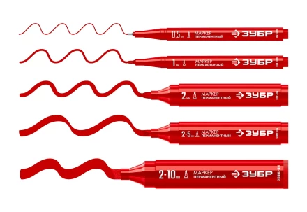 ЗУБР МП-300К красный, 2-5 мм, клиновидный перманентный маркер (06323-3) купить в Ханты-Мансийске