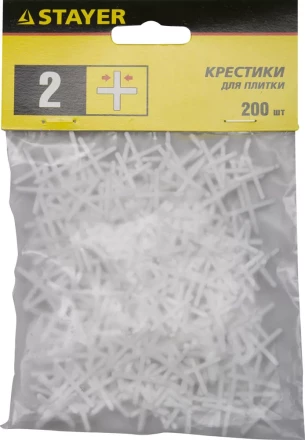 Крестики для кафеля, 2мм, STAYER 3380-2, 200шт 3380-2 купить в Ханты-Мансийске