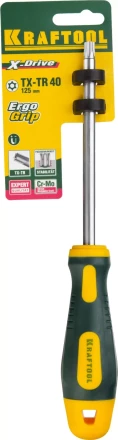 Отвертка KRAFTOOL, Cr-Mo-V сталь, двухкомпонентная противоскользящая рукоятка, TORX Hole, №40x125мм 250077-40-125 купить в Ханты-Мансийске