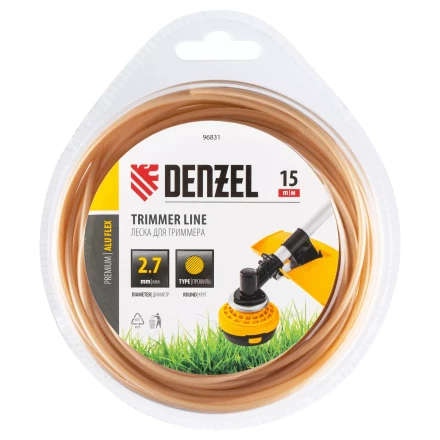 Леска для триммера армированная алюминием круглая, 2,7мм х 15м, блистер ALUFLEX Denzel 96831 купить в Ханты-Мансийске