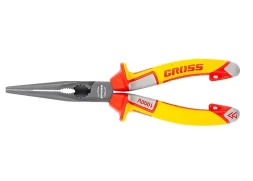 Длинногубцы прямые диэлектрические рукоятки до 1000 В трехкомпонентные рукоятки 205 мм GROSS 17177