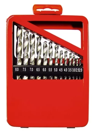 Набор сверл по металлу 2-8 мм (через 0,5 мм) HSS 13 шт металлическая коробка цилиндрический хвостовик MATRIX 72387 купить в Ханты-Мансийске