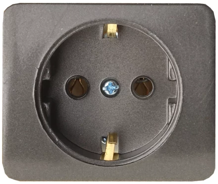 Розетка СВЕТОЗАР &quot;ГАММА&quot; с заземлением, одинарная, без вставки и рамки, цвет темно-серый металлик, 16А/~250В SV-54105-DM купить в Ханты-Мансийске