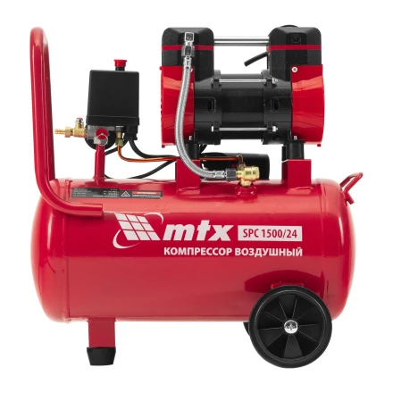 Компрессор безмасляный малошумный SPC 1500/24, 1500 Вт, ресивер 24 л, 260 л/мин// MTX 58139 купить в Ханты-Мансийске