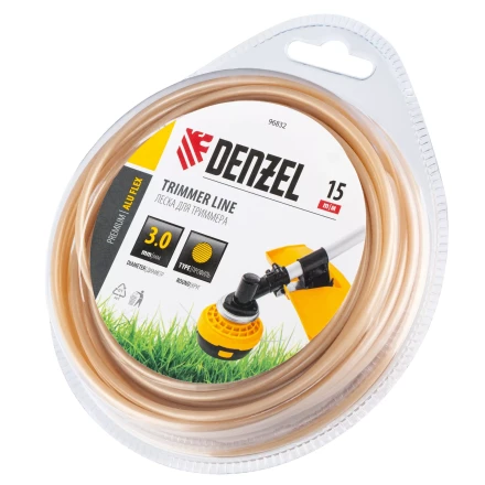 Леска для триммера армированная алюминием круглая, 3,0мм х 15м, блистер ALUFLEX Denzel 96832 купить в Ханты-Мансийске