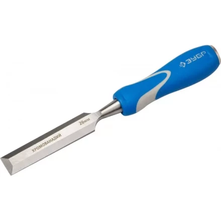 Стамеска ЗУБР &quot;ЭКСПЕРТ&quot; с ударопрочной двухкомпонетной ручкой и стальным затыльником для ударных работ, 26мм 18097-26 купить в Ханты-Мансийске