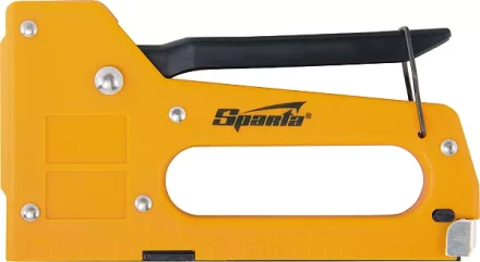 Степлер мебельный пластиковый со скобами 100 шт тип скобы 53 4-8 мм Sparta 42001 купить в Ханты-Мансийске
