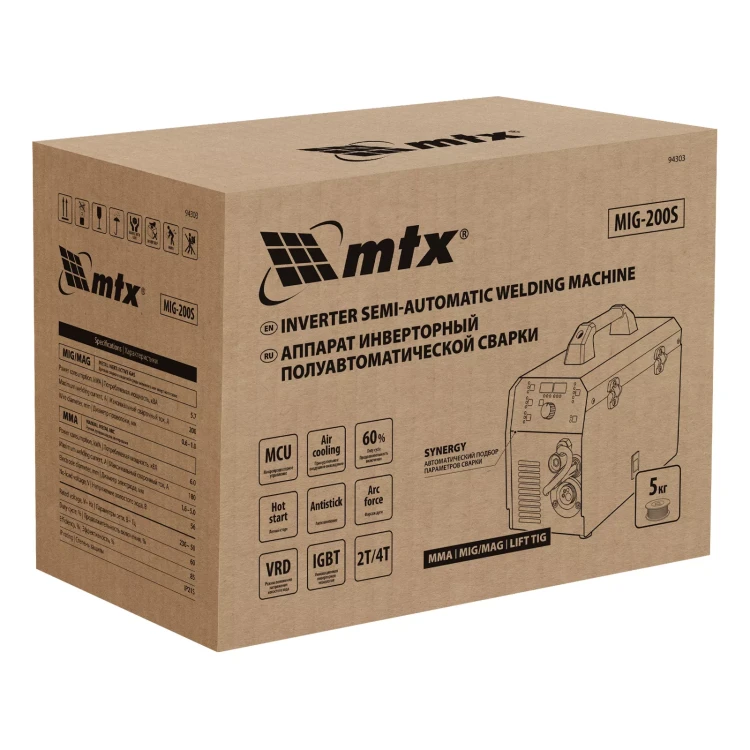 Аппарат инвертор. полуавтомат. cварки MTX MIG-200S, 200A, ПВ 60%, катушка 5 кг купить в Ханты-Мансийске