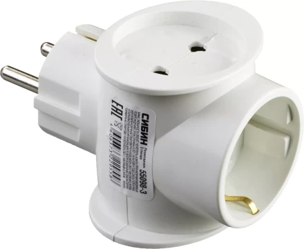 Разветвитель СИБИН электрический с заземлением, 3 гнезда, 16А/220В 55098-3 купить в Ханты-Мансийске