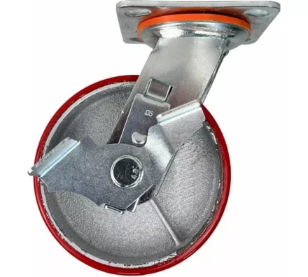 Аппаратное поворотное колесо большегрузное с тормозом HITCH 95*50 полиуретан SCpb42 (SZ085014) купить в Ханты-Мансийске