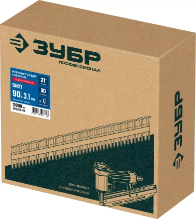 ЗУБР SN21 90 х 3.1 мм, реечные гвозди рифленые оцинкованные, 2010 шт(305396-90) купить в Ханты-Мансийске