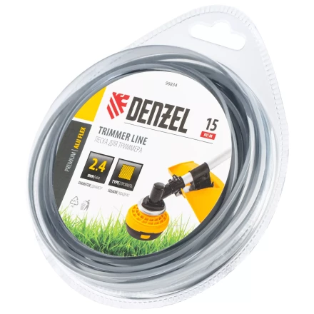 Леска для триммера армированная алюминием квадратная, 2,4мм х 15м, блистер ALUFLEX Denzel 96834 купить в Ханты-Мансийске