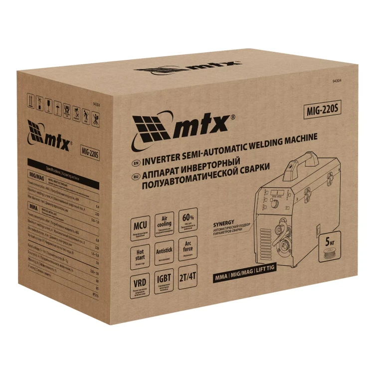 Аппарат инвертор. полуавтомат. cварки MTX MIG-220S 94304, 220A, ПВ 60%, катушка 5 кг купить в Ханты-Мансийске