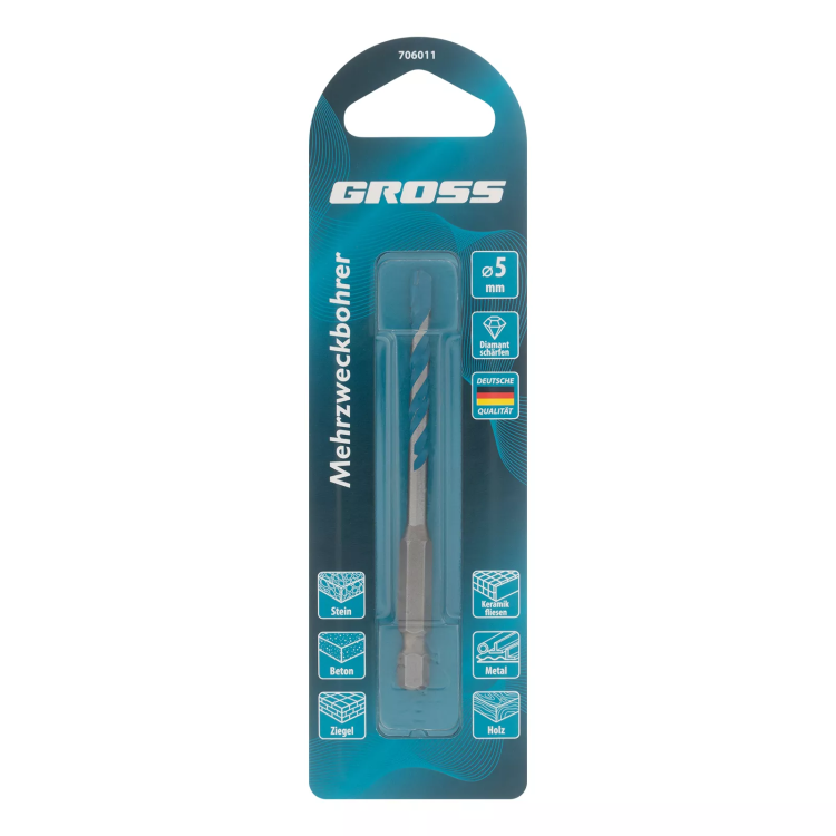Сверло универсальное Gross , Multipurpose PRO, 6-гр. хвостовик, 5мм, 706011 купить в Ханты-Мансийске