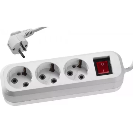 Удлинитель СИБИН электрический, ПВС сечение 0,75кв мм, 3 гнезда, макс мощн 2200Вт, 3м, заземление, выключатель 55036-3 купить в Ханты-Мансийске