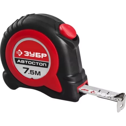 Рулетка ЗУБР "МАСТЕР", двухкомпонентный корпус, автостоп, 7,5м/25мм 34052-08-25 купить в Ханты-Мансийске